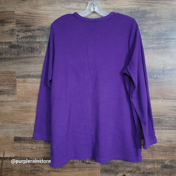 Woman Within Thermal Henley Shirt Size 18 Floral Embroidered - Picture 3 of 10